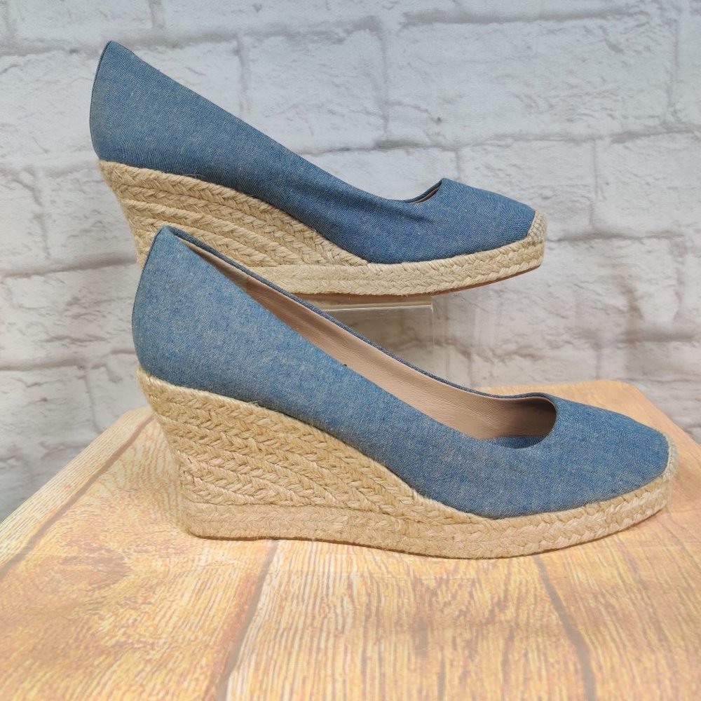 J. Crew Factory Blue Espadrille Wedges